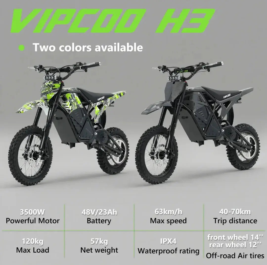 VIPCOO H3 Electric Dirt Bike Off Road