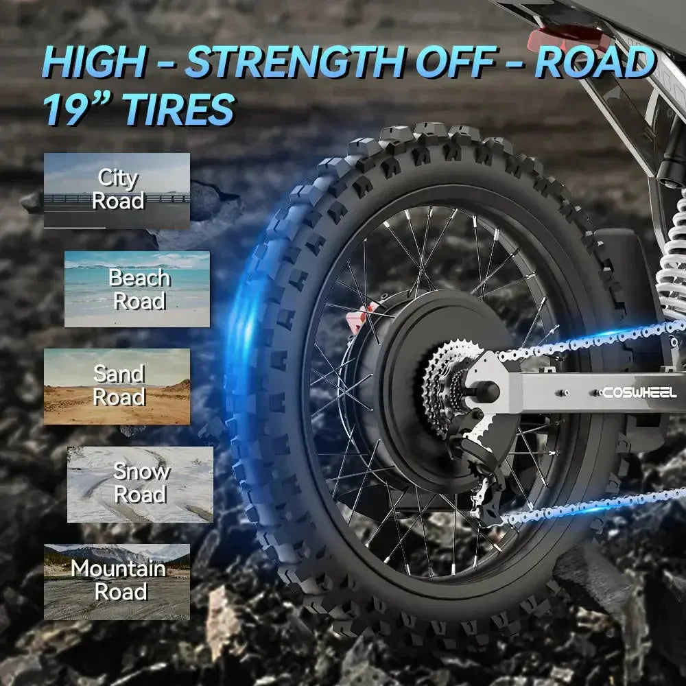 COSWHEEL R19 Electric Dirt Bike Off Road 40Ah 72V 6000W