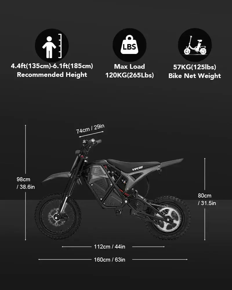 VIPCOO H3 Electric Dirt Bike Off Road