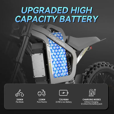 COSWHEEL R19 Electric Dirt Bike Off Road 40Ah 72V 6000W